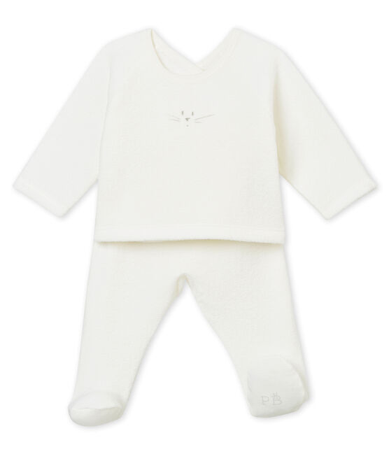 Two piece set in brushed towelling MARSHMALLOW white