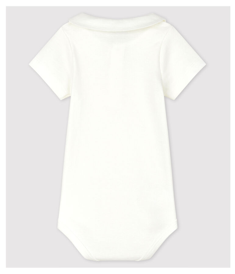 Baby Boys' Cotton Bodysuit with Embroidered Collar white