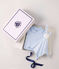 Babies' whale print jumpsuit and comforter gift set blue/white