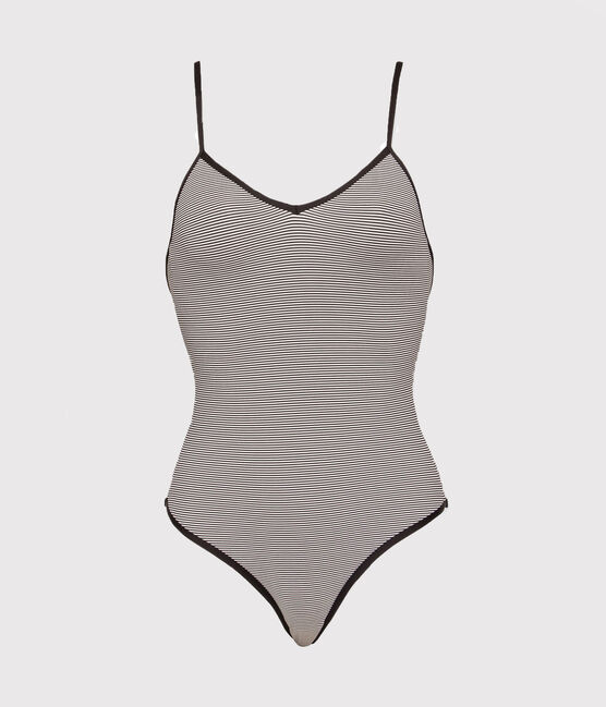 Women's 1-Piece Stripy Swimsuit ABYSSE blue/LAIT white