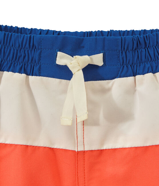 Boys' tricolour swim shorts ORIENT orange/MARSHMALLOW white/PERSE