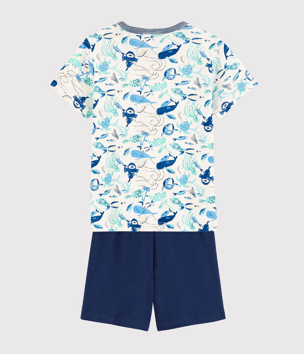 Boys' Sealife Pattern Short Cotton Pyjamas white/multicolor