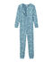 Girls' Long all-in-one in Cotton FONTAINE blue/MARSHMALLOW white