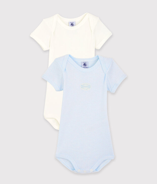 Babies' Pinstriped Short-Sleeved Organic Cotton Bodysuits - 2-Pack multicolor