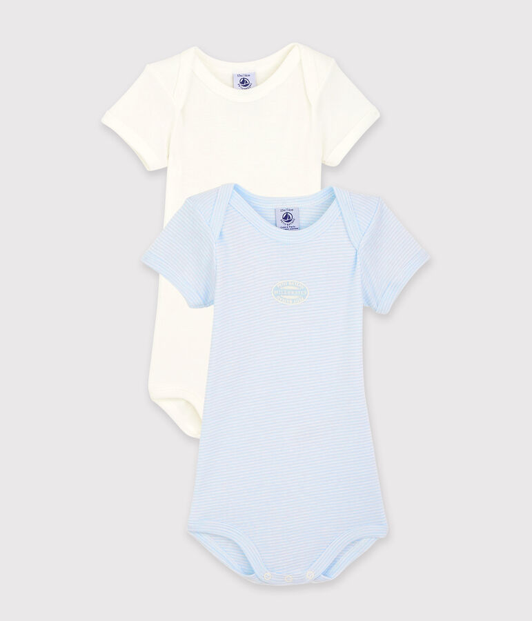 Babies' Pinstriped Short-Sleeved Organic Cotton Bodysuits - 2-Pack variante 1