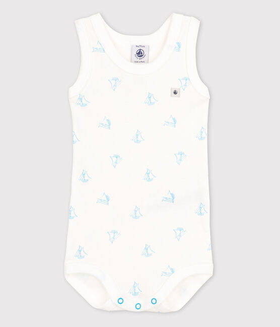 Baby Boys' Sleeveless Bodysuit ECUME white/AQUARIUS blue