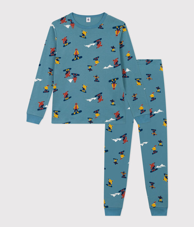 Boys' Snowboard Cotton Pyjamas blue/multicolor