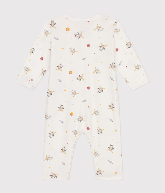 Babies' footless cotton pyjamas MARSHMALLOW white/MULTICO white