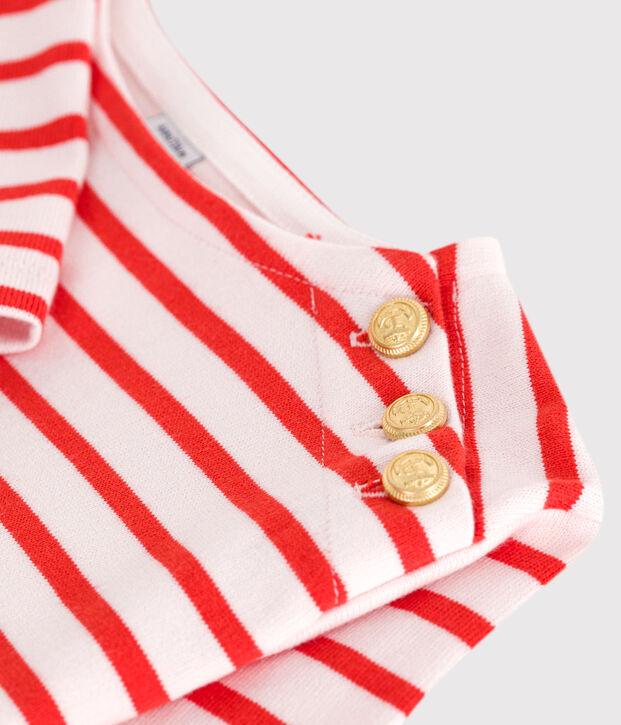 Children's long-sleeved stripy cotton dress pink/red