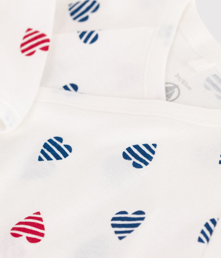 Babies' stripy heart-patterned cotton pyjamas white/multicolor