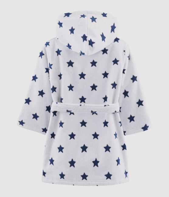 Boys' Terry Bathrobe MARSHMALLOW white/MEDIEVAL blue