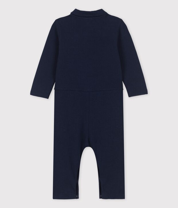 Babies' Thick Organic Jersey Long Playsuit blue