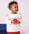 Babies' long-sleeved cotton poplin blouse with embroidered hearts ECUME white