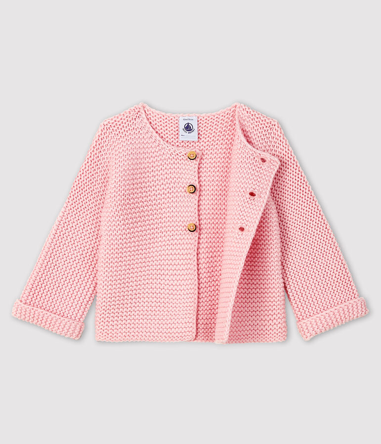 Baby girl's wool and cotton mix cardigan pink