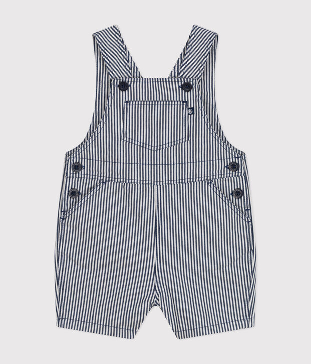 Babies' Short Canvas Dungarees blue/white