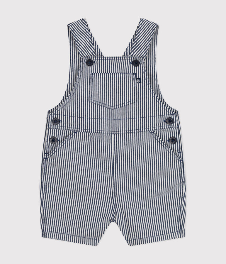 Babies' Short Canvas Dungarees blue/white