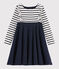 Girl's Long-sleeved Dress MARSHMALLOW white/SMOKING blue