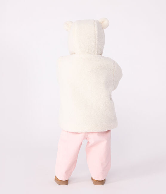 Babies' padded sherpa coat with a hood MILK Ecru