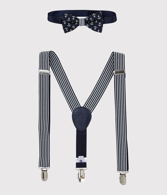 Boys' Braces and Bow Tie SMOKING blue/MARSHMALLOW white