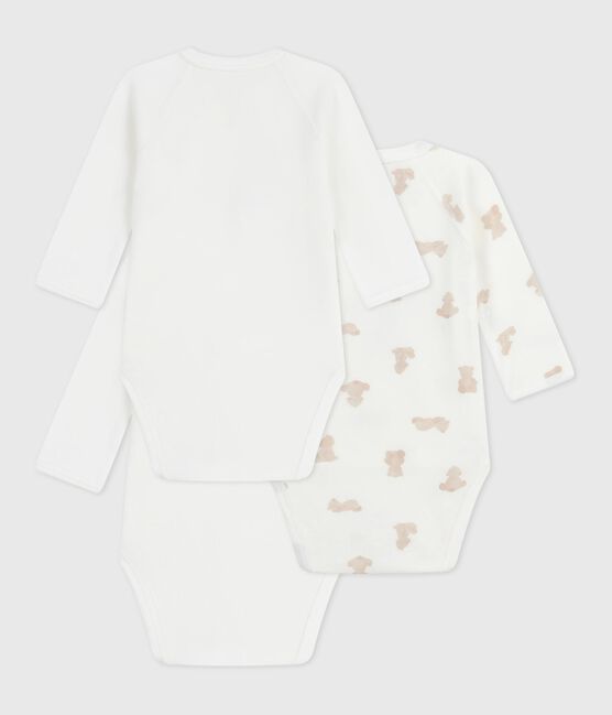 Pack of babies' long-sleeved printed cotton wrapover bodies variante 1