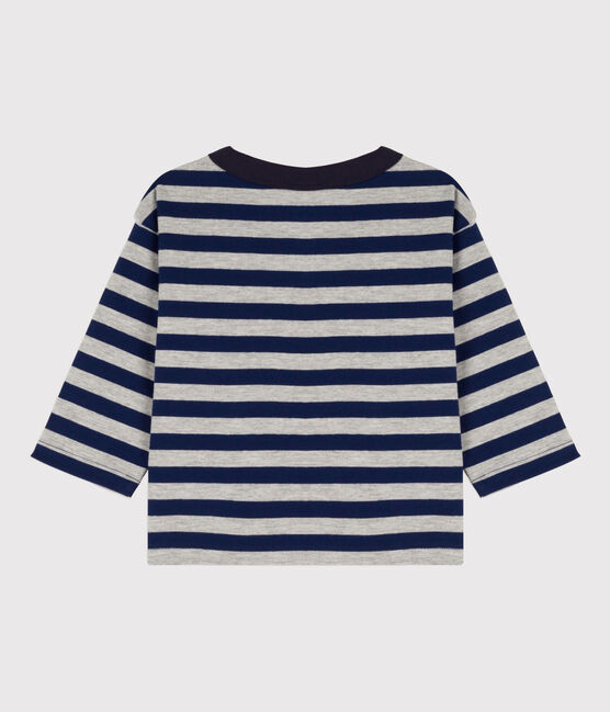 Babies' Long-Sleeved Cotton T-shirt MEDIEVAL blue/FUMEE