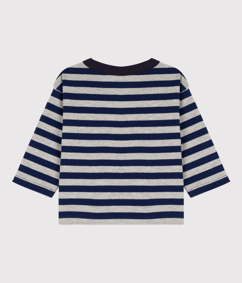 Babies' Long-Sleeved Cotton T-shirt blue/grey