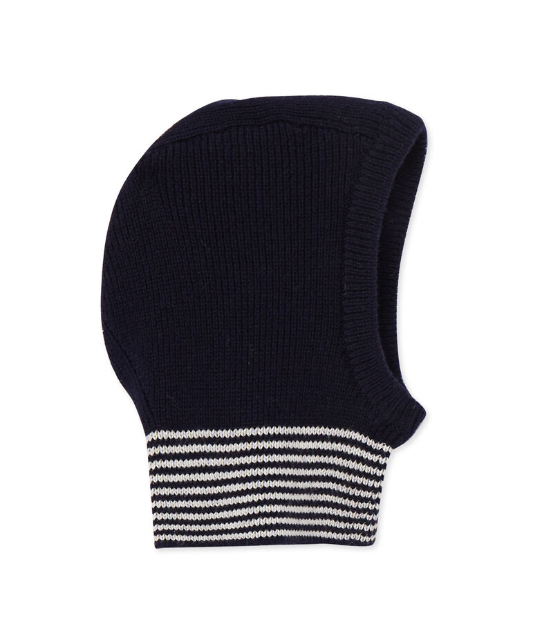 Cagoule b&eacute;b&eacute; fille en laine et coton blue