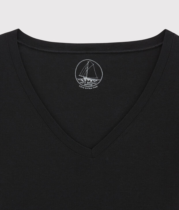 Women's Fine Rib Knit T-Shirt black