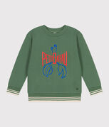 Children's unisex printed cotton sweatshirt PALMERAIE green