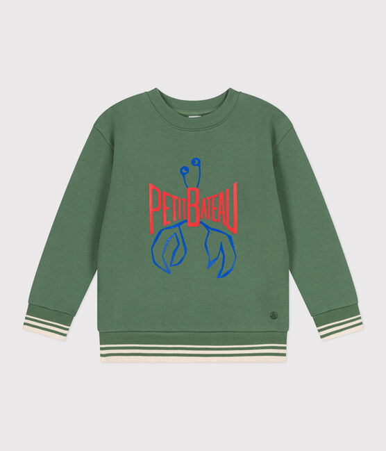 Children's unisex printed cotton sweatshirt PALMERAIE green