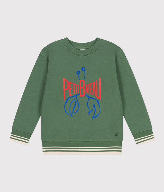 Children's unisex printed cotton sweatshirt green