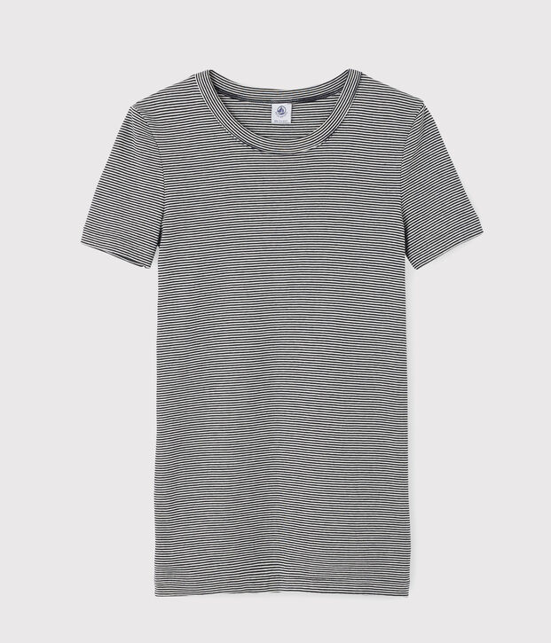 Women's Iconic Round-Neck Striped Cotton T-Shirt blue/white