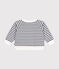 Babies' thick jersey cardigan MARSHMALLOW white/SMOKING blue