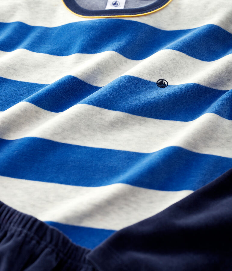 Boys' Striped Velour Pyjamas blue/multicolor