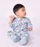 Babies' fleece onesie with a snowman print blue/multicolor