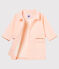 Baby girls' striped coat MARSHMALLOW white/ROSAKO pink