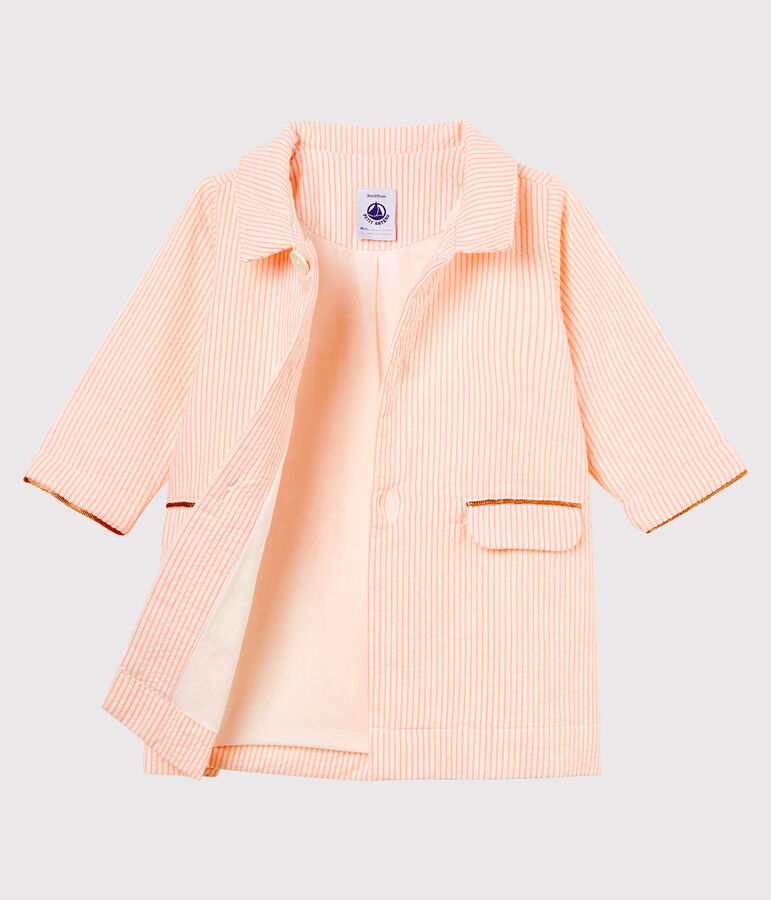 Baby girls' striped coat white/pink