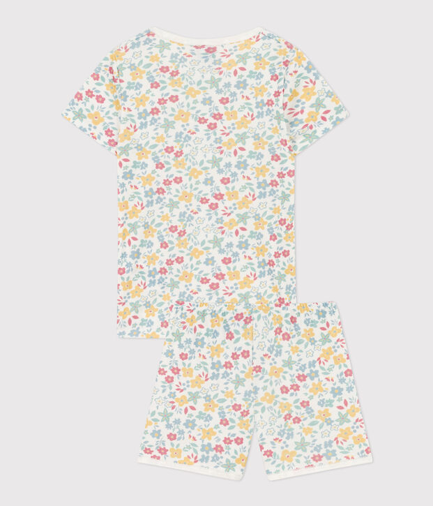 Girls' Floral Cotton Short Pyjamas white/multicolor