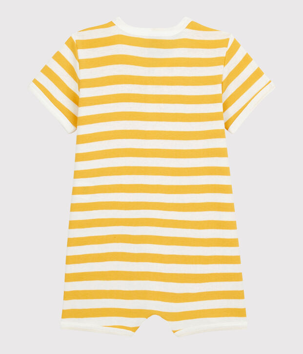 Babies' Stripy Cotton Playsuit yellow/white