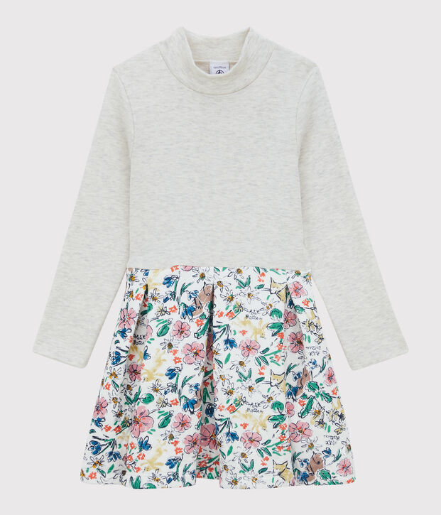 Girls' Long-Sleeved Tube Knit Dress white/multicolor