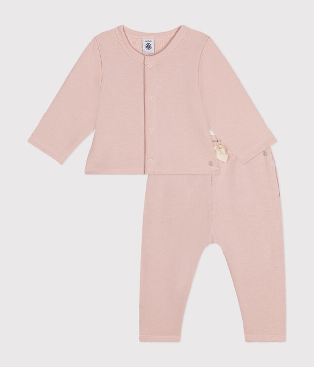 Babies' Fleece Cardigan and Trousers Outfit pink