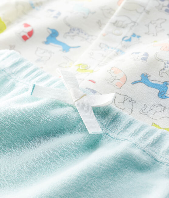 Babies' Colourful Puppies Organic Cotton Terry - 2-Pack MARSHMALLOW white/MULTICO white