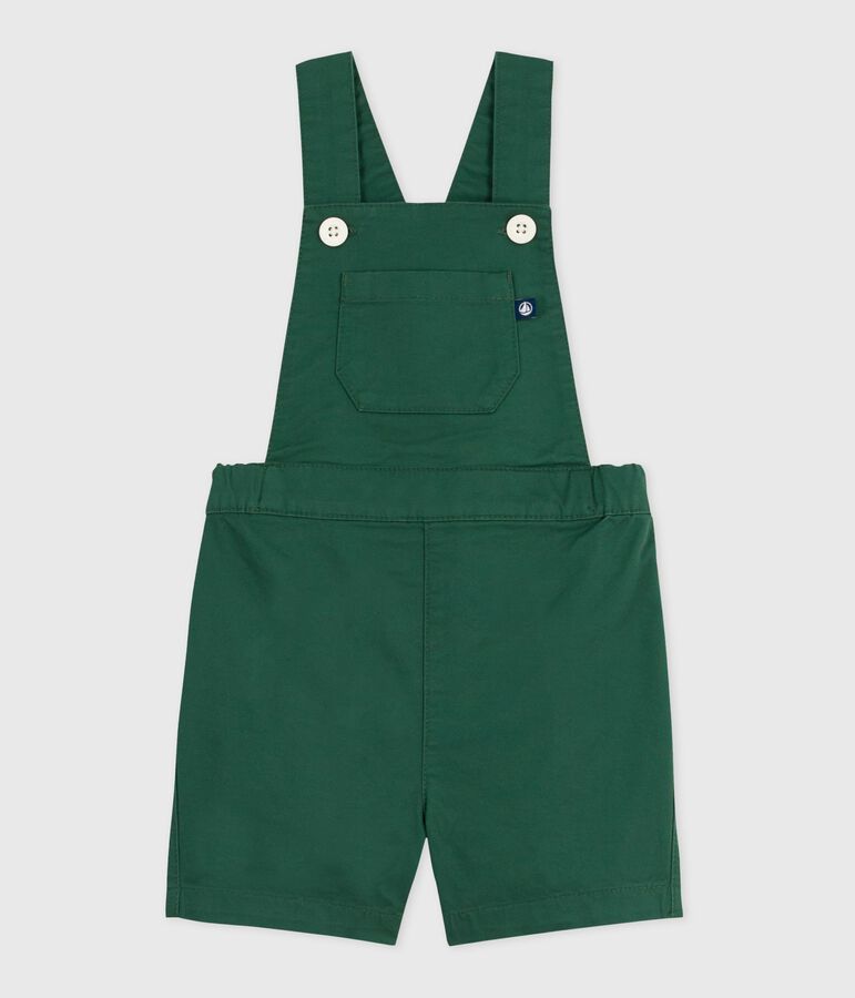 Babies' short-legged cotton twill dungarees green
