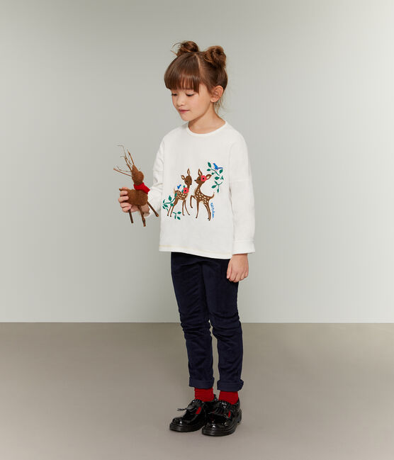 Girls' Screen Printed T-Shirt MARSHMALLOW white