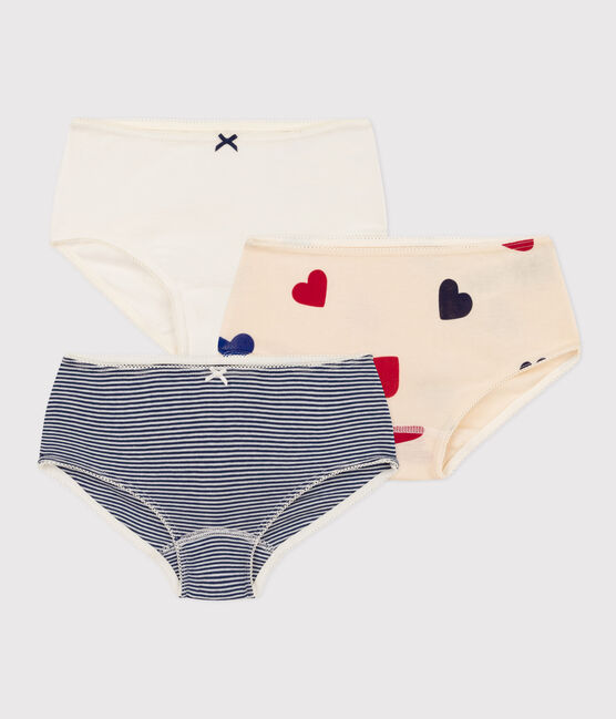 Girls' Tri-Heart Patterned Cotton Hipsters - 3-Pack variante 1