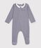 Babies' stripy printed cotton pyjama suit blue/white