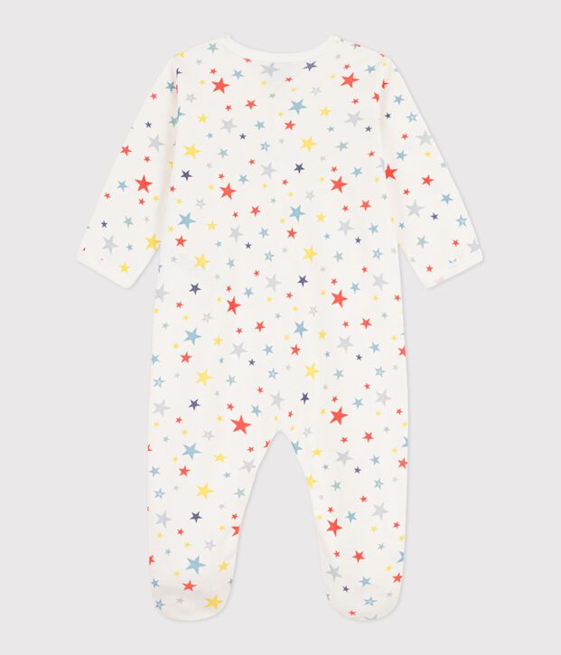 Babies' star print cotton pyjama suit white/multicolor