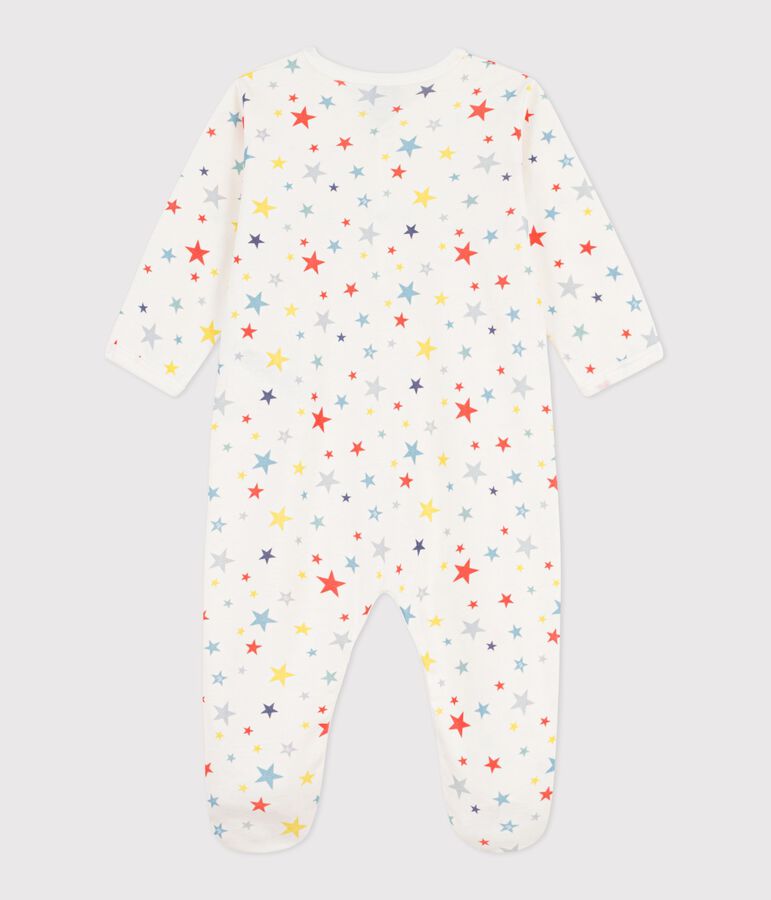 Babies' star print cotton pyjama suit white/multicolor