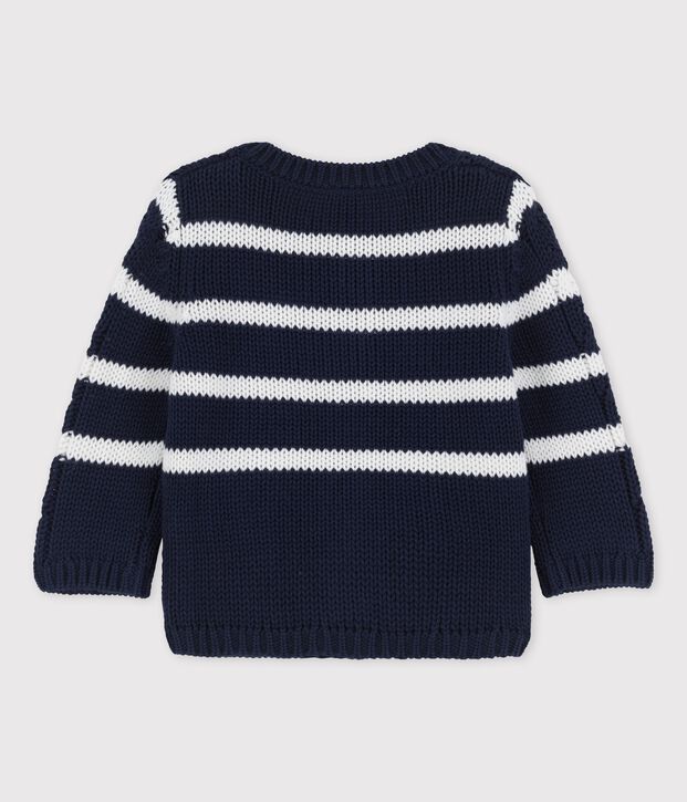 Babies' Cable Knit Cardigan blue/white