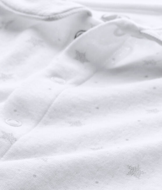 Baby's unisex sleepsuit and its newborn hat ECUME white/SHITAKE brown